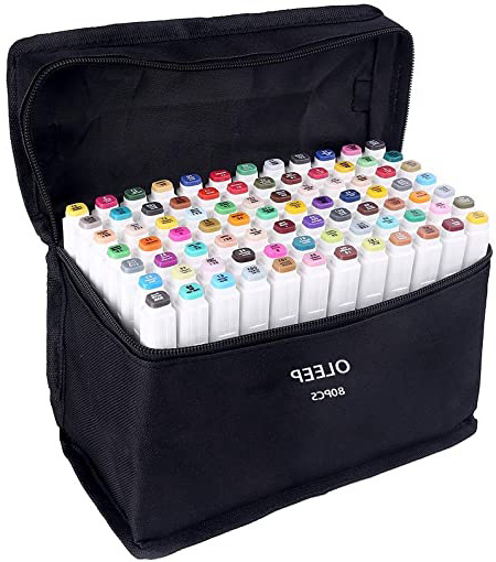 OLEEP 80 Colores Art Markers Rotulador permanente de graffiti con doble punta, para dibujar bocetos de arte, pintar, colorear y subrayar