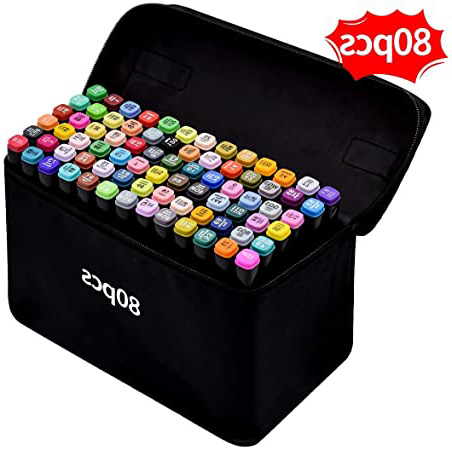 Rotulador de 80 Colores, SGS Certificación Marker Pen Marcadores Creativos de Rotulador Alcohol de Punta Doble ara Acuarela Graffiti para Principiantes Set de Rotuladores de Boceto Hecho a Mano