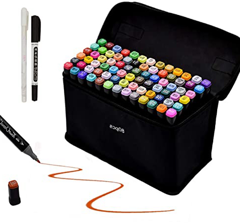 Rotulador de 80 Colores Marker Pen Marcadores Manga Creativos de Certificación SGS Rotulador Alcohol de Punta Doble ara Acuarela Graffiti para Principiantes Set de Rotuladores de Boceto Hecho a Mano