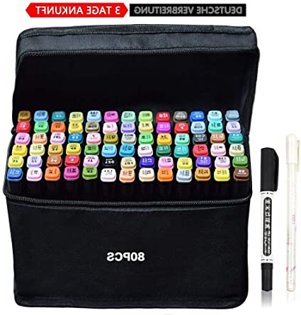 Rotulador de 80 Colores Marker Pen Marcadores Manga Creativos de Certificación SGS Rotulador Alcohol de Punta Doble ara Acuarela Graffiti para Principiantes Set de Rotuladores de Boceto Hecho a Mano