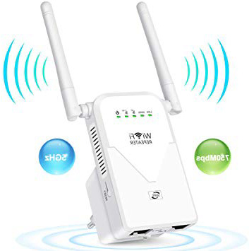AC750 Repetidor de WiFi Amplificador Señal Router Banda Dual Mesh Extensor WiFi Booster (300 Mbps en 2,4GHz y 433 Mbps en 5GHz) Punto de Acceso WiFi, WPS, Puerto Ethernet, Velocidad de hasta 750Mbps