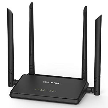 WAVLINK N300 Wi-Fi Router Inalámbrico Señal Extender 2.4 GHz Gigabit con 5DBI High Gain 4xAntenas Externas, Soporta Smart App, Modo Punto Acceso-Negro