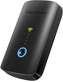 RAVPower Filehub Router Portátil WiFi, Amplificador/Repetidor WiFi, Lector de SD, Disco Duro Inalámbrico, Batería Externa 6000mAh, Hotspot, Acceso a Disco Duro y Pendrive USB, Compartido de Archivos (negro)
