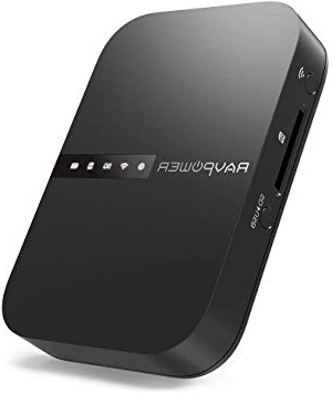 RAVPOWER FileHub Router WiFi Portátil, Nube Personal Compartir Datos sin PC (Tarjeta SD│Disco Duro Inalámbrico│Pendrive USB) Batería Externa 6700mAh, Copia SD con un Clic, Repetidor WiFi Versión 2019