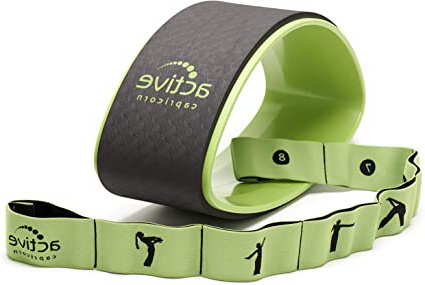 Juego compuesto por rueda y banda elástica de yoga set de yoga compuesto por rueda de yoga y banda elástica para practicar las asanas Este juego permite el estiramiento completo del cuerpo