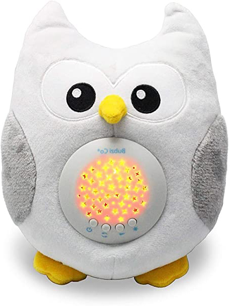 Bubzi Co Búho quitamiedos Relajante y Luz de Noche y Emisor de Sonido Relajante – Peluche bebé con Ruido Blanco y Proyector de Estrellas LED y 10 Canciones de Cuna bebé