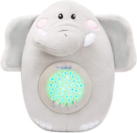 Bubzi Co Peluche para Bebé Elefante - Máquina de Ruido Blanco – Luz quitamiedos infantil – Regalo para Bebé Niña y Niño - Regalo de Baby Shower - Calmante del Sueño – Regalo para Recién Nacido