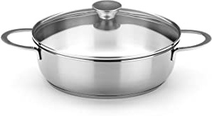 BRA Ancora - Rustidera, 24 cm, Acero Inoxidable 18/10, con Tapa de Cristal
