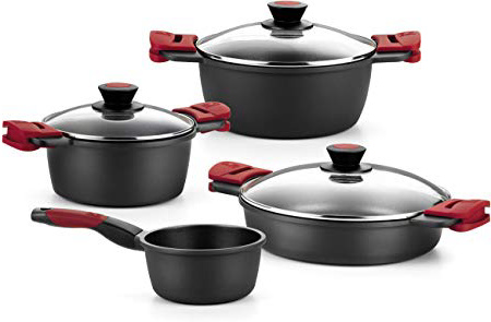 BRA Premiere - Batería 4 piezas de aluminio fundido con antiadherente, apta para todo tipo de cocinas Incluso inducción