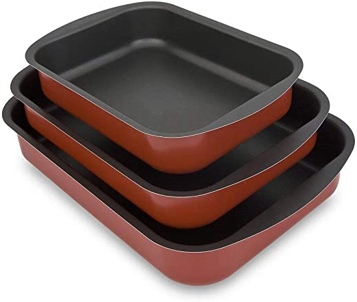Menax - Rustidera de Horno - Recubrimiento Antiadherente - Set de 3 - Made in Italy