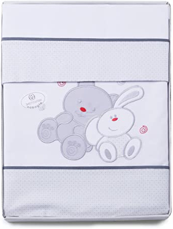 PEKITAS Juego De 3 Piezas De Sábanas Finas Para Minicuna 50X80 CM 100% Algodón HECHO EN PORTUGAL(funda almohada+sabana+bajera,Friends blanco)
