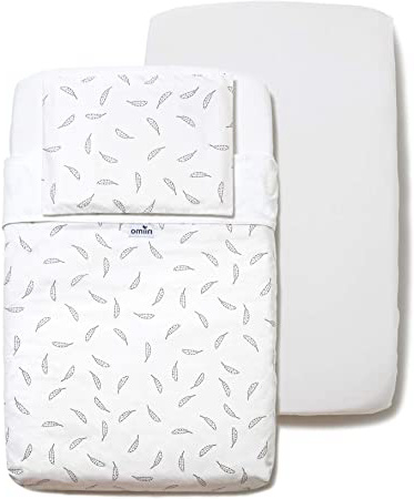 Niimo Sabanas para Next to me set 3 piezas100% algodón +1 Protector Colchon Impermeable para cuna de colecho Lullago Kinderkraft UNO Cullami Cam Jane Babyside dimensiones 50x83 (Plumas)