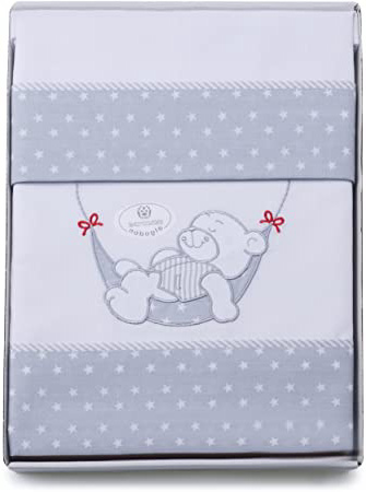 PEKITAS Juego De 3 Piezas De Sábanas Finas Para Minicuna 50X80 CM 100% Algodón HECHO EN PORTUGAL(funda almohada+sabana+bajera,osito blanco)