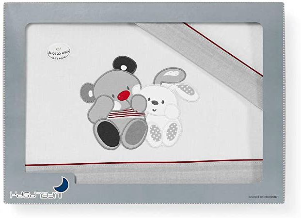 INTERBABY- Sábanas para minicuna Amigos, color gris