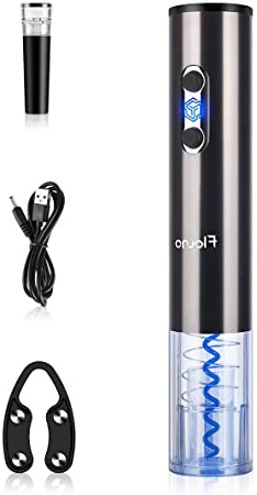 Flauno Sacacorchos Eléctrico Inalámbrico, Automático Abrelatas Recargable de Vino Recargable, Abridor Botellas Vino con Cortador de Papel, Tapón de Vacío, Caja de Regalo