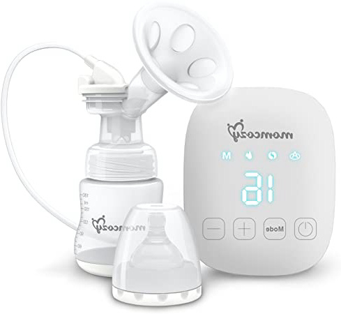 Extractor de Leche Sacaleches Eléctrico Automático con Función de Masaje y Memoria de Momcozy - 16 niveles, Pantalla Táctil, Super Silencioso y Recargable via USB