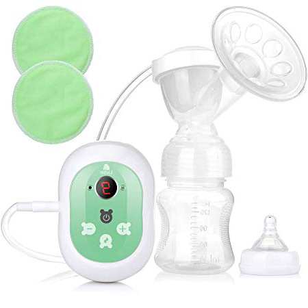 Lictin Sacaleches Eléctrico - Extractor de Leche con Función de Masaje, Pantalla LED 2 Modos y 9 Niveles Ajustables con 2 Almohadillas de Lactancia, Super Silencioso y con Certificación CE