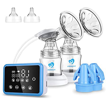 Sacaleches Eléctrico, Bellababy Extractor de Leche Doble Pantalla Táctil Sensible, Múltiples Modos y Niveles de Succión, Portátil,con Bolsas de Almacenamiento de Leche de 10 Piezas