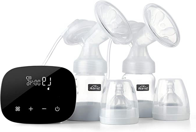 SIMBR Sacaleches Eléctrico Portátil y Recargable Extractor de Leche Materna con 4 Modos, 16 Niveles y Función de Memoria, Pantalla Táctil LED, Sin BPA