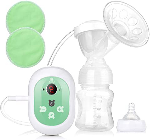 Lictin Sacaleches Eléctrico - Extractor de Leche con Función de Masaje, Pantalla LED 2 Modos y 9 Niveles Ajustables con 2 Almohadillas de Lactancia, Super Silencioso y con Certificación CE