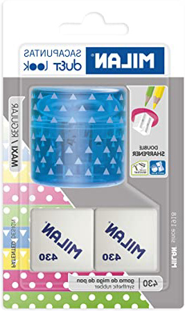 Blister sacapuntas Duet Look azul con 2 gomas 430