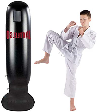 JanTeelGO Saco de Boxeo, Saco de Boxeo de pie de 160 cm para un Rebote inmediato para Practicar Karate, Taekwondo y aliviar Pent Up Energy para Adultos y niños(Negro-D)