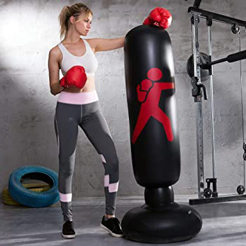 LONEEDY - Saco de boxeo hinchable de pie para adultos y adolescentes, para entrenamiento intenso, gimnasia, deportes, alivio del estrés