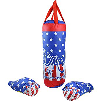 Saco de boxeo y guantes para niños en Estados Unidos Diseño con cinta para colgar aprox. 40 cm grande Guantes de boxeo en Niños Tamaño
