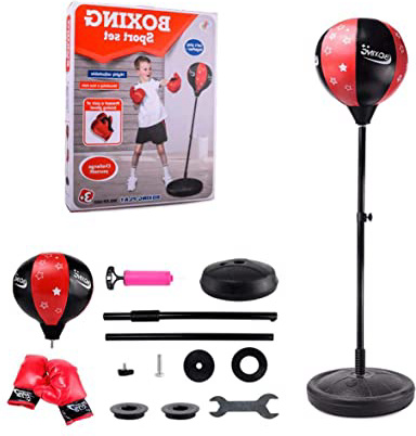 dewdropy Set De Boxeo para Niños, Teen Fitness Saco De Boxeo Reflex Independiente Bola De Boxeo Reflex