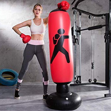 LONEEDY - Saco de Boxeo Inflable de pie, Bolsa de Entrenamiento Pesada, para Adultos y Adolescentes, Deportes, Alivio del estrés, Objetivo de Boxeo