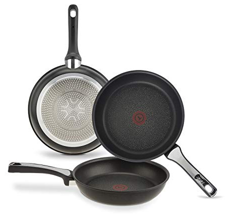 Tefal C620SET3 - Juego de 3 Sartenes Aluminio de 21, 24 y 26 cm, Antiadherente con Extra de Titanio, Aptas para Todo Tipo de Cocinas Incluido Inducción