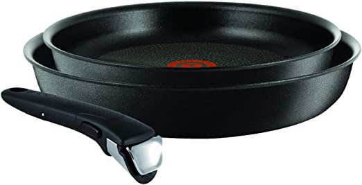 Tefal L6509105 Ingenio Expertise - Juego de Sartenes Aluminio con Mango Extraíble, Antiadherente Titanio, para Todo Tipo de Cocinas Incluido Inducción, Negro, 22 y 26 cm