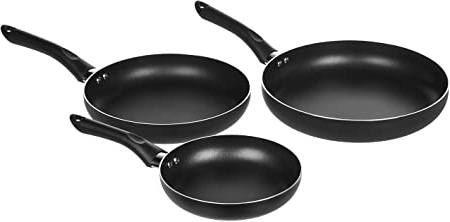 AmazonBasics - Set de sartenes antiadherentes, 3 piezas - 20 cm, 25 cm y 30 cm