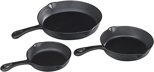 Victor - Sartenes de Hierro Fundido, Negro, de 16,51 cm/20,3 cm/25,4 cm, Juego de 3