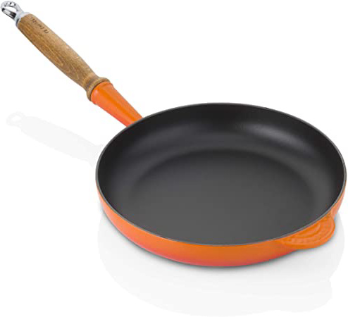 Le Creuset Sartén de hierro fundido con mango de madera, Redonda, diametro 26 cm, Apto para todas las fuentes de calor, incluso inducción, Volcánico