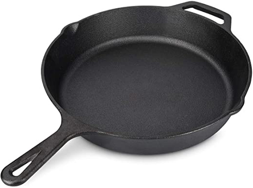 Navaris Sartén de Hierro Fundido - Cast Iron Skillet curado y con Dos Mangos - Sartén de Hierro Mineral para inducción Horno Plancha Gas - 30CM