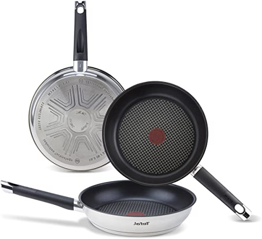 Tefal Emotion - Juego de 3 Sartenes Aluminio de 20, 24 y 26 cm, Antiadherente libre de PFOA, Thermospot para Control de Temperatura, para Todo Tipo de Cocinas Incluido Inducción
