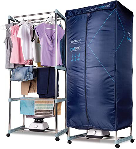 NEWTECK Secadora de Ropa Eléctrica Portátil Secadry XXL, Secadora por Ventilación, 1200W, Gran Capacidad 15 Kg, Temporizador 180 min, 3 Niveles, Silencioso, Multifunción: Secadora, Armario, Tendedero