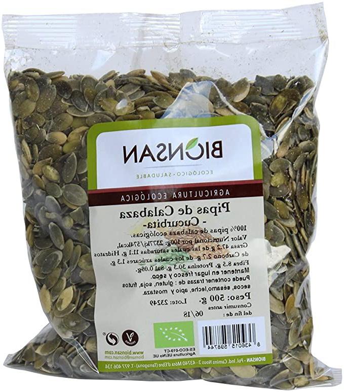 Bionsan Pipas de Calabaza Cucúrbita Ecológica - 2 Bolsas de 500 gr - Total : 1000 gr