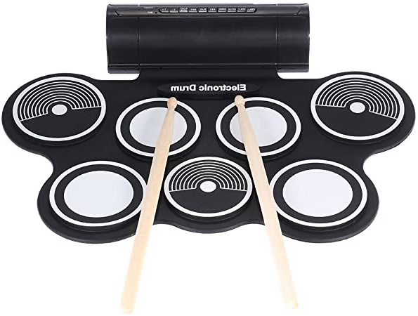 ammoon Silicona Plegable Portátil Tambor Electrónica Cojín del kit Digital USB MIDI del Roll-up Palillo con el Pedal del Pie Cable de Audio de 3,5 mm