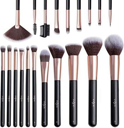 Anjou Brochas Maquillaje Comésticos 20 Piezas, Set Brochas Maquillaje para Ojos, cejas, base de maquillaje, polvos, crema