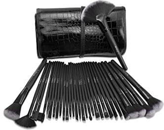 USpicy Brochas Maquillaje Profesional 32pcs, Set Cepillos de Maquillaje Comésticos para Sombra de Ojos, Colorete, Polvo y Cejas con Bolsa de Viaje
