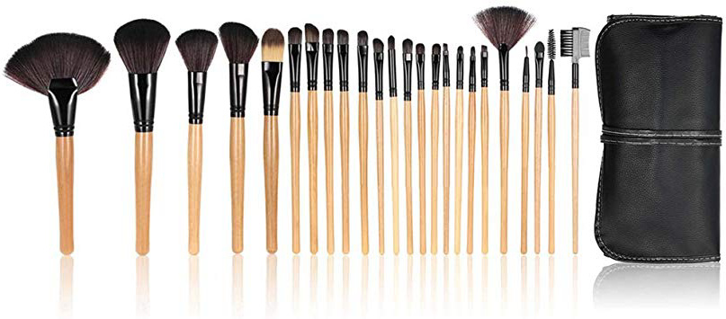Anself - Set de brochas profesionales para maquillaje kit 24 piezas + bolsa, color negro