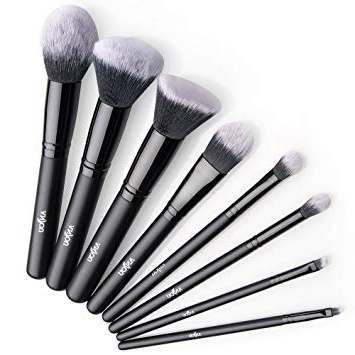 Anjou Brochas Maquillaje Profesional 8 Piezas, Set Brochas de Maquillaje 100% Libre de Crueldad y Vegano con Cerdas Sintéticas Suaves de Alta Calidad Bolso Cosmético Impermeable - Negro