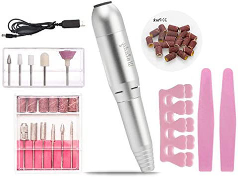 Torno para Uñas Eléctrico USB Wolady Set Manicura y Pedicura Profesional Mini Limado Pulidor Uñas 11 Brocas Pulidor Broca de Uñas Máquina Taladro de Clavo Velocidad Ajustable Dirección Accesorios Uñas