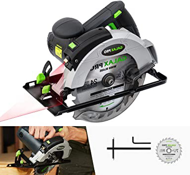 Sierra Circular, GALAX PRO 1400W 5500RPM Sierra Eléctrica, Guía Laser, Hoja 185mm, Corte 62mm (90°), 46mm (45°), Guía de Metal, Motor de Cobre Puro, Madera, Metal Delgado, Plástico/GP76321L