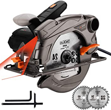 TACKLIFE 1500W 4700RPM Sierra Circular, Sierra Compatible Hoja: 185 y 190mm, Corte 63mm (90º), 45mm (45º), Protector de Aluminio, Motor de Cobre Puro, Cable de 3 Metros, Cortar Madera Metal PES01A