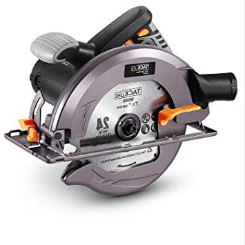TACKLIFE 1800W 4700RPM Sierra Circular, Cuchilla de 24T 190MM, Sierra Compacta con Protector de Aluminio, Extractor de Polvo Oblicuo, Corte 67mm (90°), 47mm (45°), Cable de 3 Metros - ECS01A