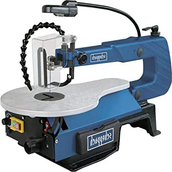 SCHEPPACH SD1600V Sierra de Marquetería con Velocidad Variable (500-1700rpm), Soplador, Luz de trabajo y potente motor de 120W, Azul