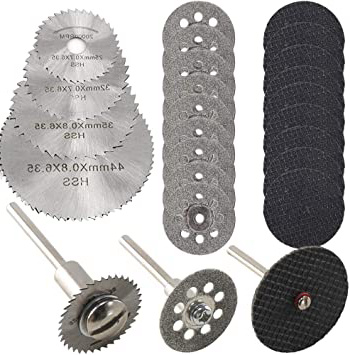 Hojas de Sierra Circular Set, ZFYQ Mini Disco Corte Diamante & Mini Hoja de Sierra Circular HSS & Mini Disco de Corte de Resina (3mm Mandril) para Cortar Madera Piedra Metal - Paquete de 30 Piezas
